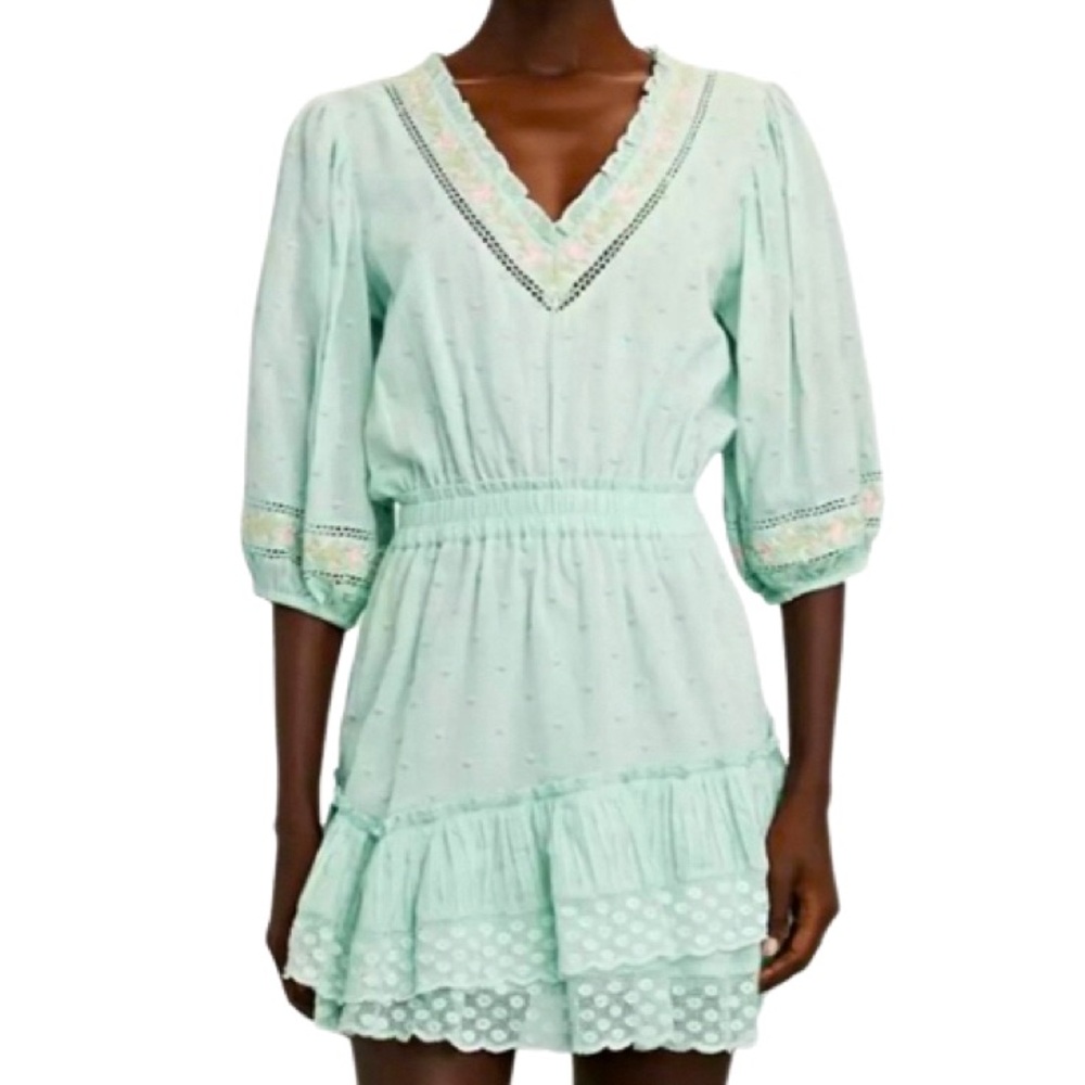 NWT LoveShackFancy Seafoam Adley Dress - Sz L